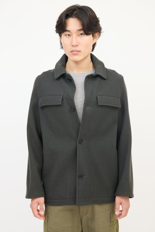 Margaret Howell Dark Grey Wool Two Pocket Shirt Jacket