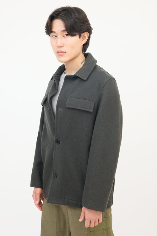 Margaret Howell Dark Grey Wool Two Pocket Shirt Jacket