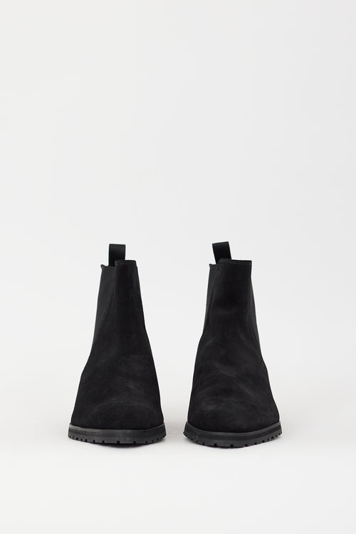 Margaux Black Suede Pointed Toe Chelsea Boot