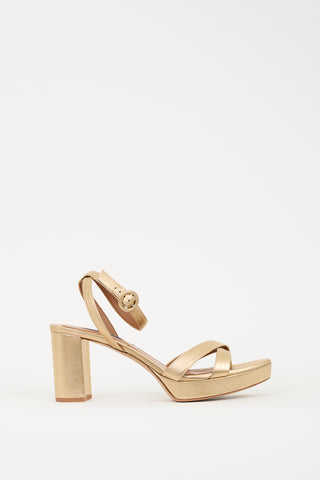 Margaux Gold Metallic Leather Platform Heel