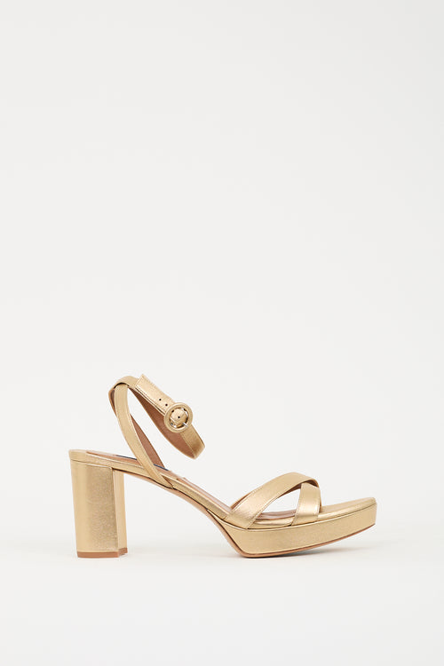 Margaux Gold Metallic Leather Platform Heel