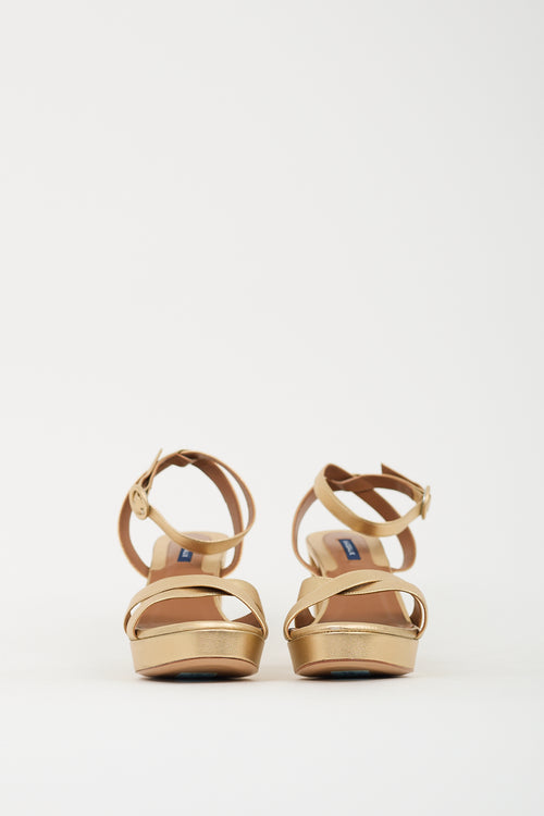 Margaux Gold Metallic Leather Platform Heel