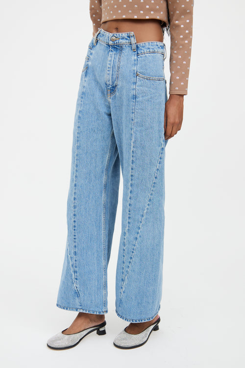 Maison Margiela Medium Wash Décortiqué Asymmetrical Wide Leg Jeans