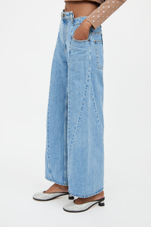 Maison Margiela Medium Wash Décortiqué Asymmetrical Wide Leg Jeans