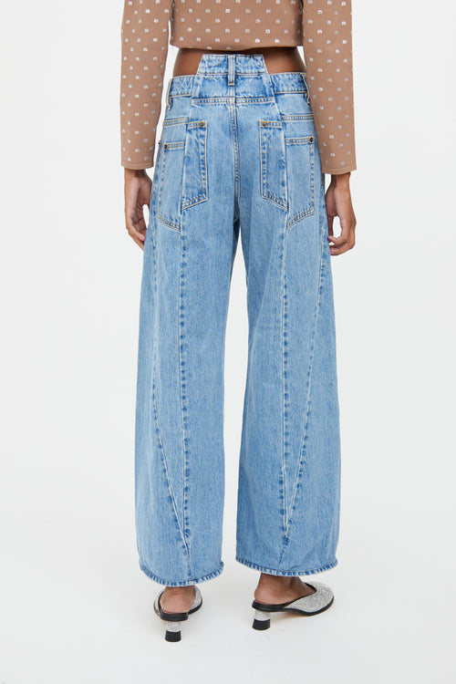 Maison Margiela Medium Wash Décortiqué Asymmetrical Wide Leg Jeans