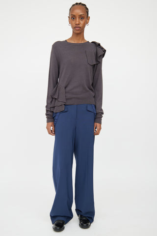 MM6 Maison Margiela Grey Ruffle Asymetrical Sweater