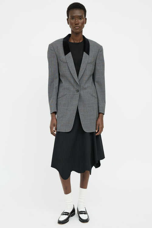 Maison Margiela Grey Wool Velvet Panel Blazer