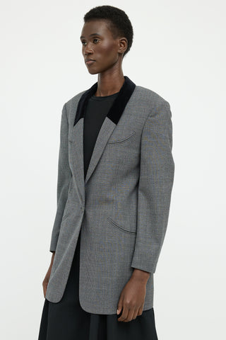 Maison Margiela Grey Wool Velvet Panel Blazer