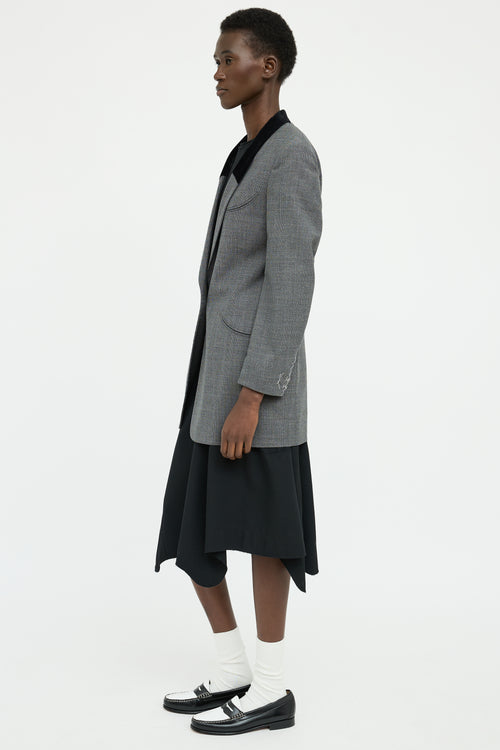 Maison Margiela Grey Wool Velvet Panel Blazer