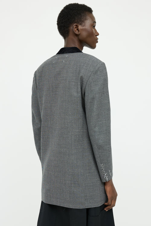 Maison Margiela Grey Wool Velvet Panel Blazer