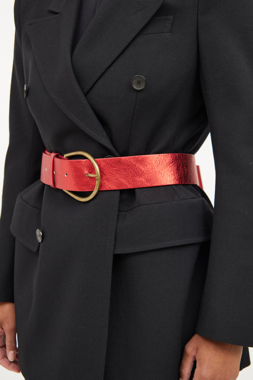 Maison Margiela Red Metallic Waist Belt