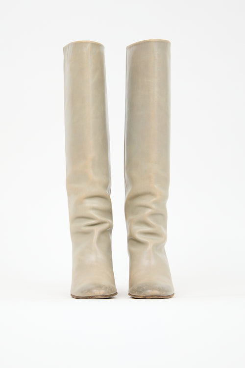 Maison Margiela Grey Distressed Leather Boot