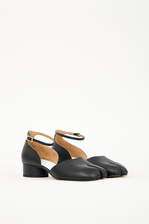 Maison Margiela Black Leather Tabi Decollete Mary Jane Pump