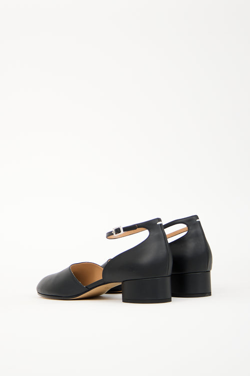 Maison Margiela Black Leather Tabi Decollete Mary Jane Pump