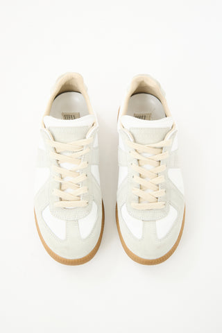 Maison Margiela White 
Grey Leather Replica Sneaker