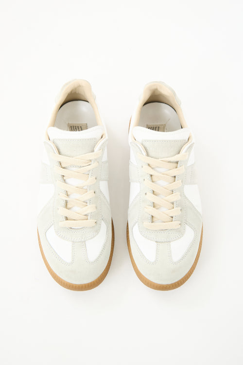 Maison Margiela White 
Grey Leather Replica Sneaker