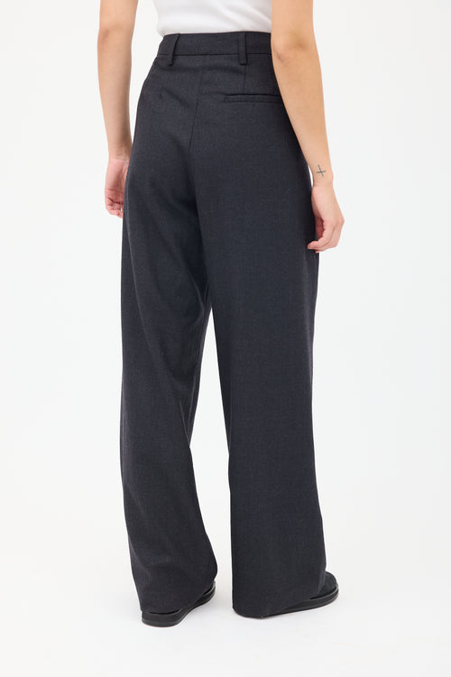 Maria Cher Dark Grey Wool Wide Leg Trouser