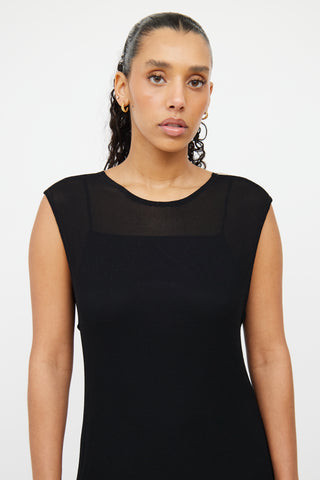 Marie Saint Pierre Black Sleeveless Mesh Dress