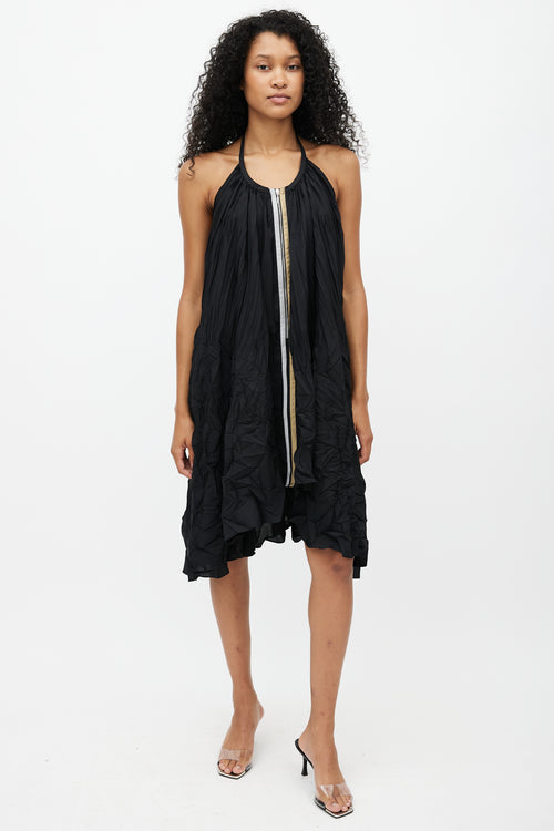 Marie Saint Pierre Black Halter Crinkle Dress