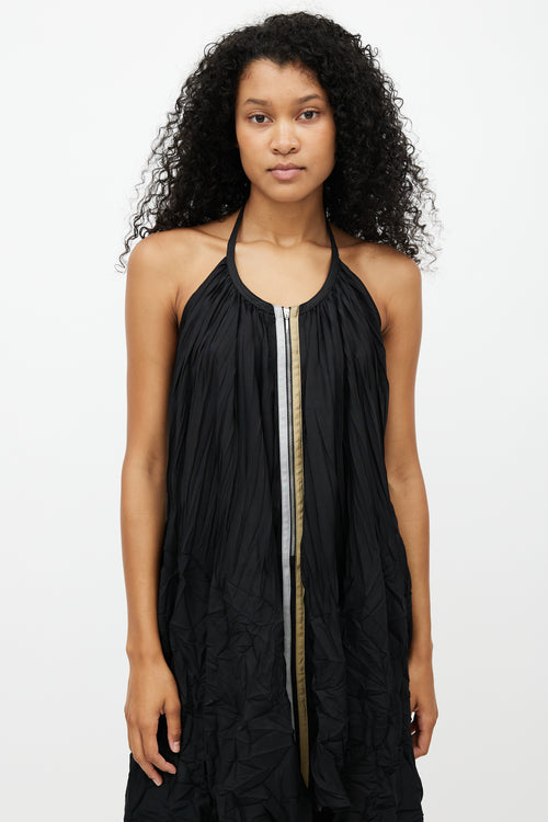 Marie Saint Pierre Black Halter Crinkle Dress