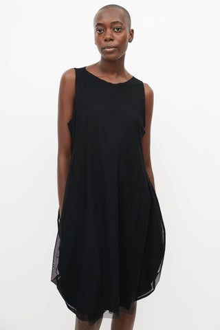 Marie Saint Pierre Black Mesh Layered Dress