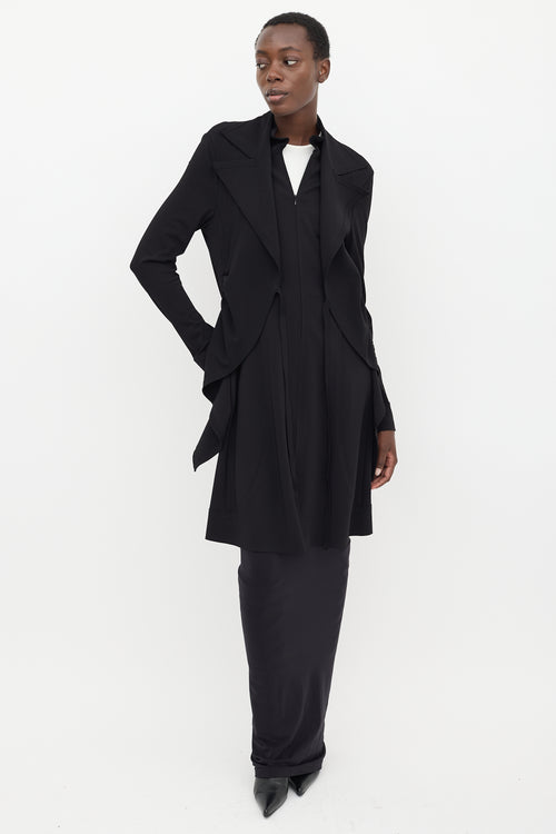 Marie Saint Pierre Black Ruffled Tie Coat