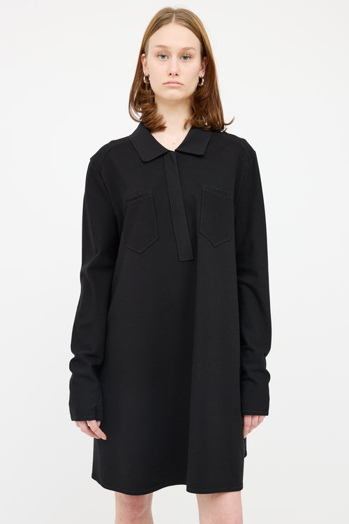 Marie Saint Pierre Black Zip Shirt Dress