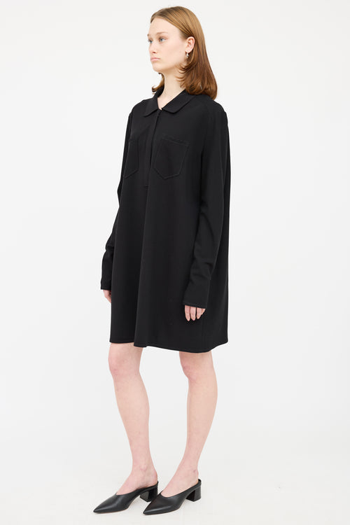 Marie Saint Pierre Black Zip Shirt Dress