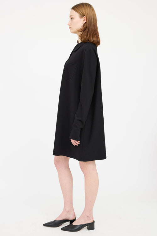 Marie Saint Pierre Black Zip Shirt Dress