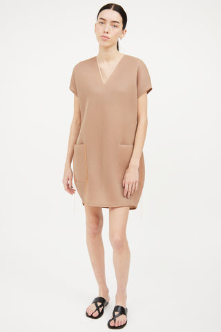 Marie Saint Pierre Beige Perforated Dress