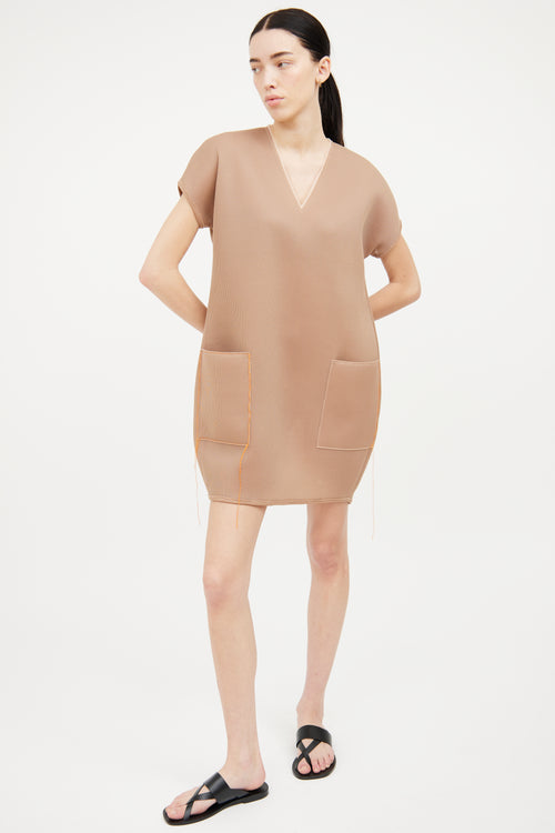 Marie Saint Pierre Beige Perforated Dress