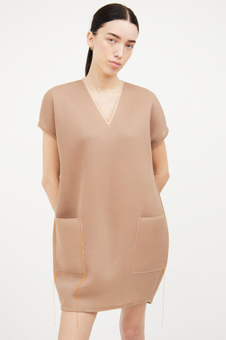 Marie Saint Pierre Beige Perforated Dress