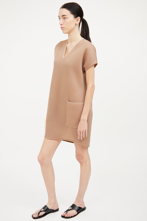 Marie Saint Pierre Beige Perforated Dress