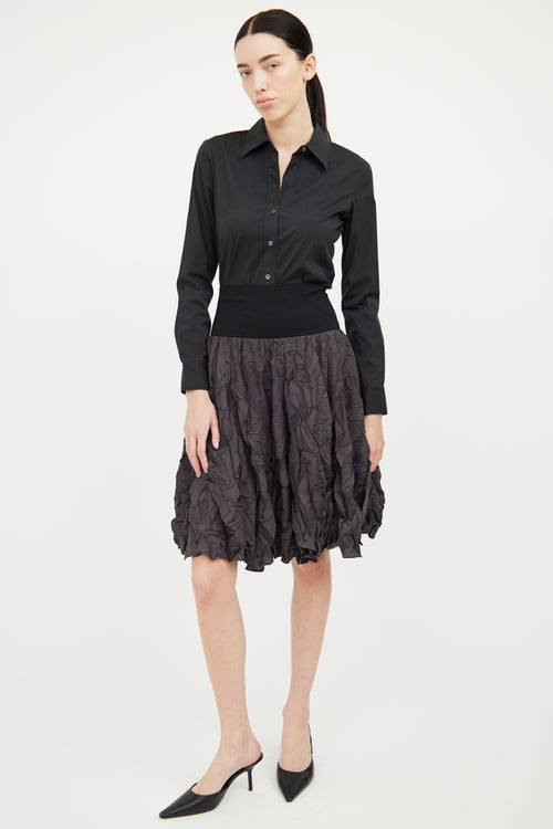 Marie Saint Pierre Black Crepe Midlength Skirt