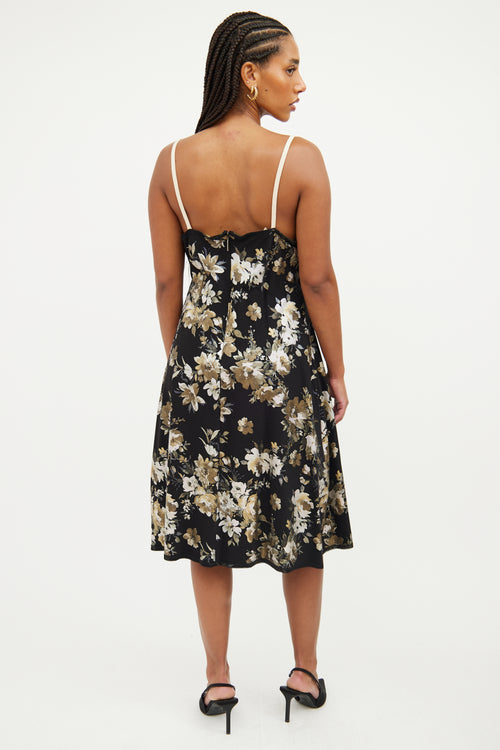 Marie Saint Pierre Black Floral Sleeveless Dress