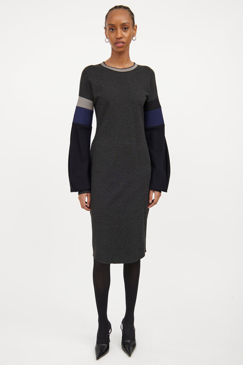 Dark Grey 
Multicolour Panelled Dress