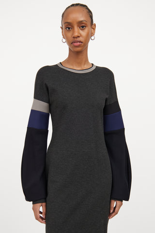 Dark Grey 
Multicolour Panelled Dress