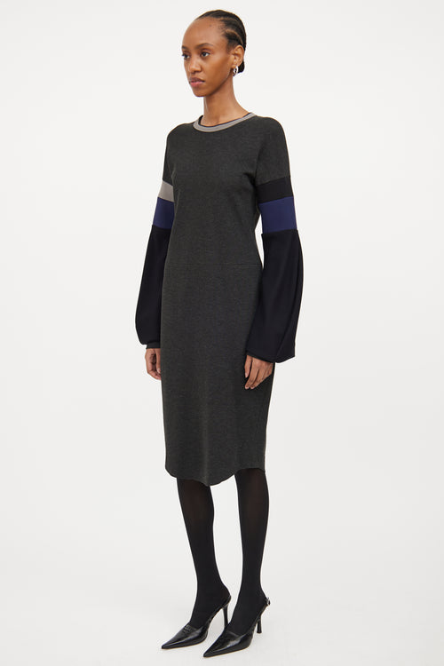 Dark Grey 
Multicolour Panelled Dress