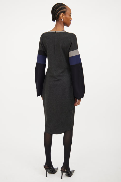 Dark Grey 
Multicolour Panelled Dress