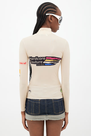 Marine Serre Beige 
Multicolour Futurewear Logo Top