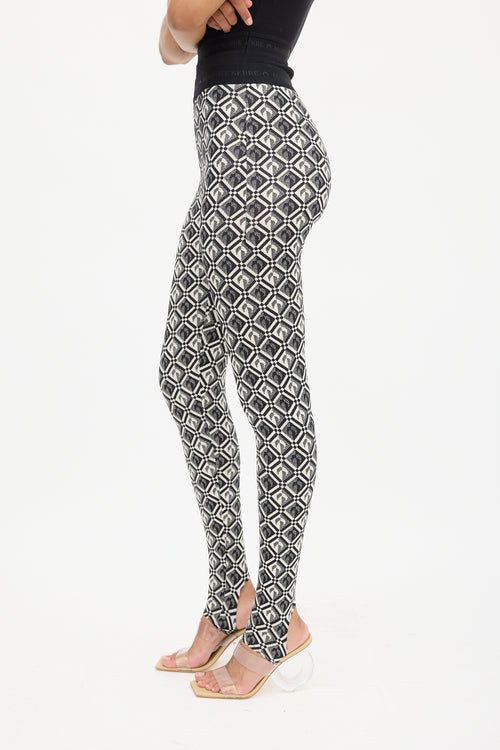 Marine Serre Black 
Cream Monogram Stirrup Legging