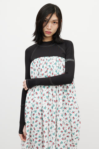 Marine Serre Black 
Multicolour Floral Dress