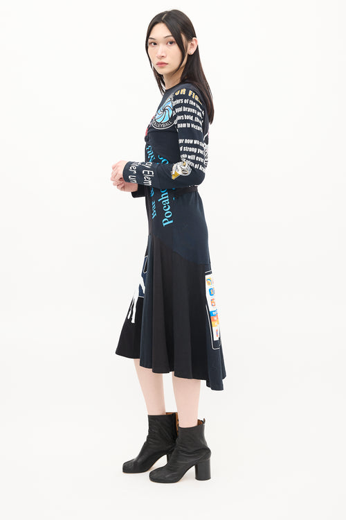 Marine Serre Black 
Multicolour Regenerated Graphic Midi Dress