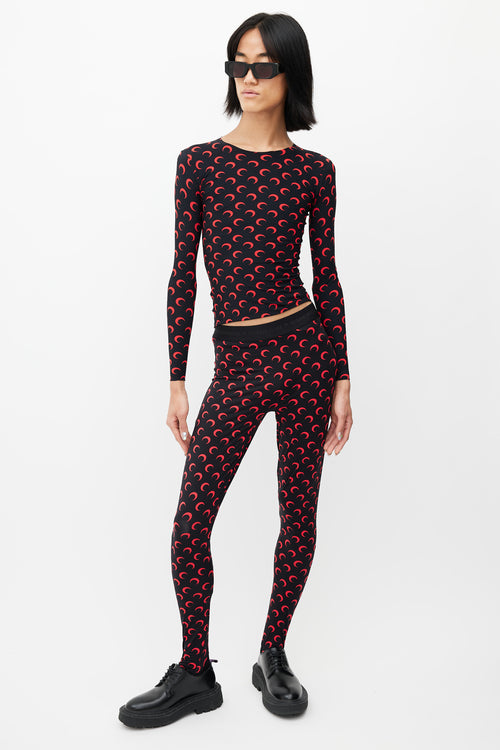 Marine Serre Black 
Red Moon Stirrup Legging