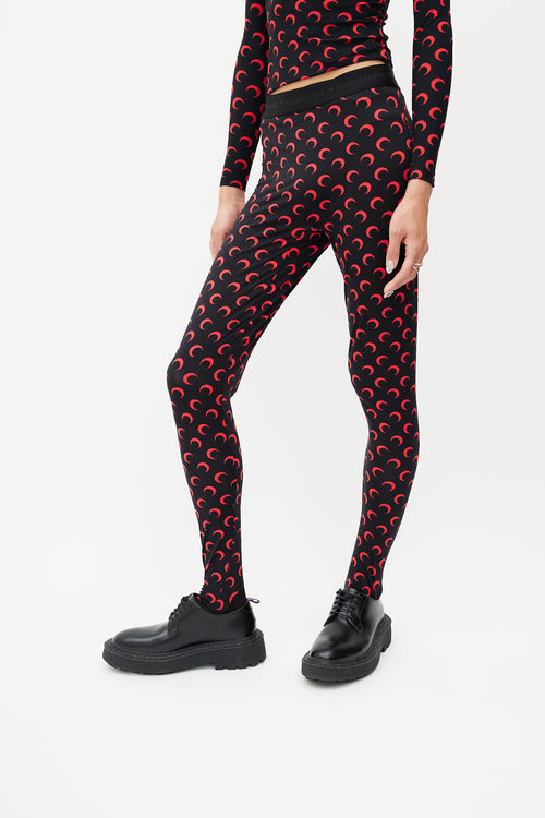 Marine Serre Black 
Red Moon Stirrup Legging