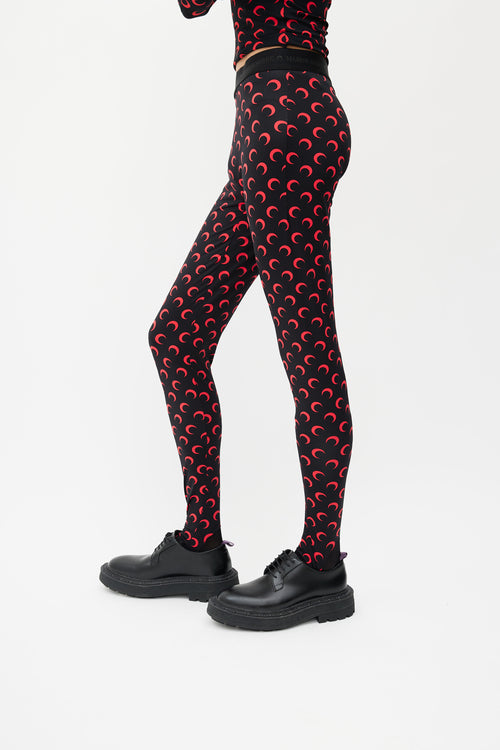 Marine Serre Black 
Red Moon Stirrup Legging