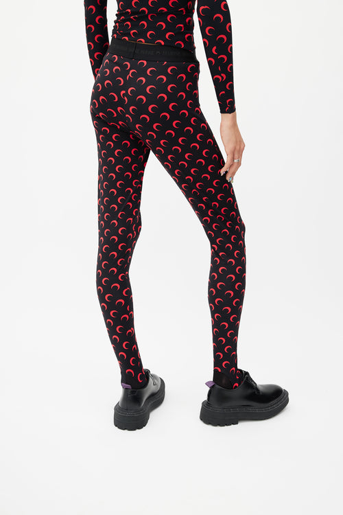 Marine Serre Black 
Red Moon Stirrup Legging