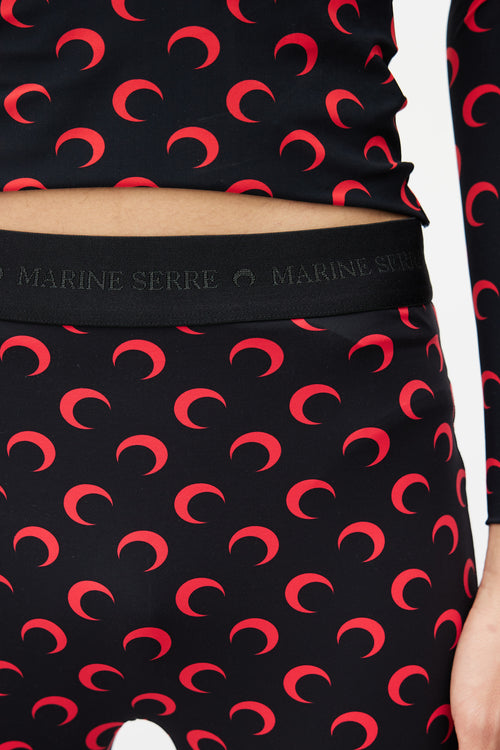 Marine Serre Black 
Red Moon Stirrup Legging