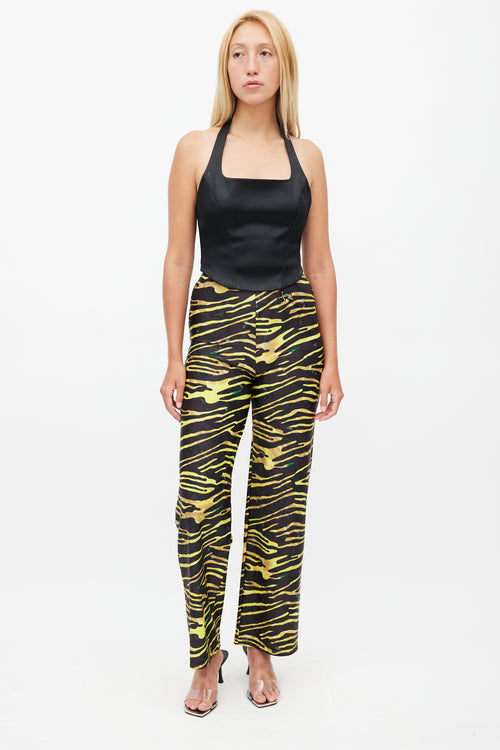 Marine Serre Black 
Yellow Print Trouser