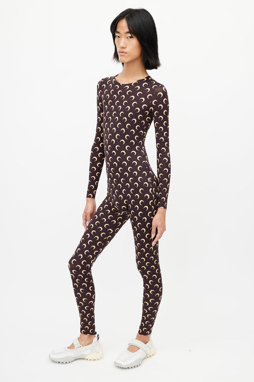 Marine Serre Brown 
Cream Moon Jumpsuit